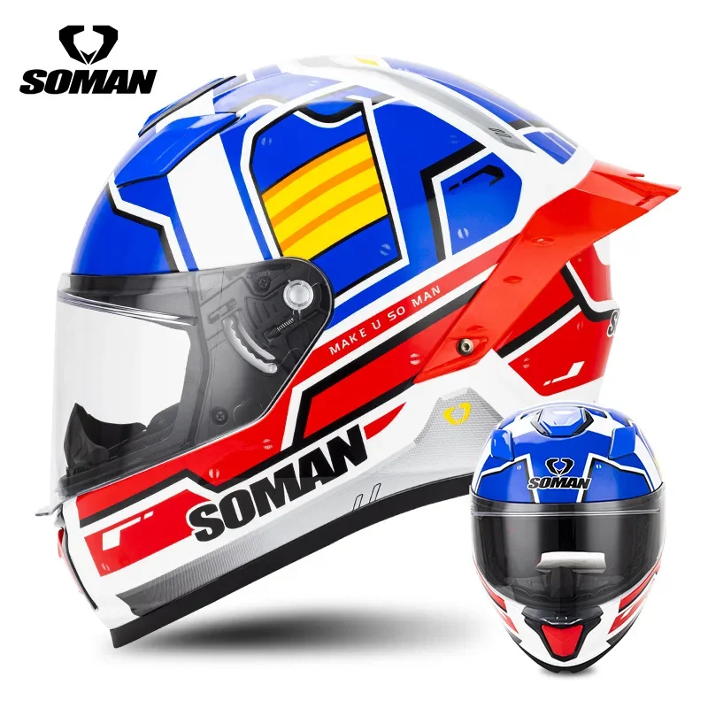 New SOMAN motorcycle racing helmet with warmth and noise reduction, men's and women's personalized all season F1 full helmet