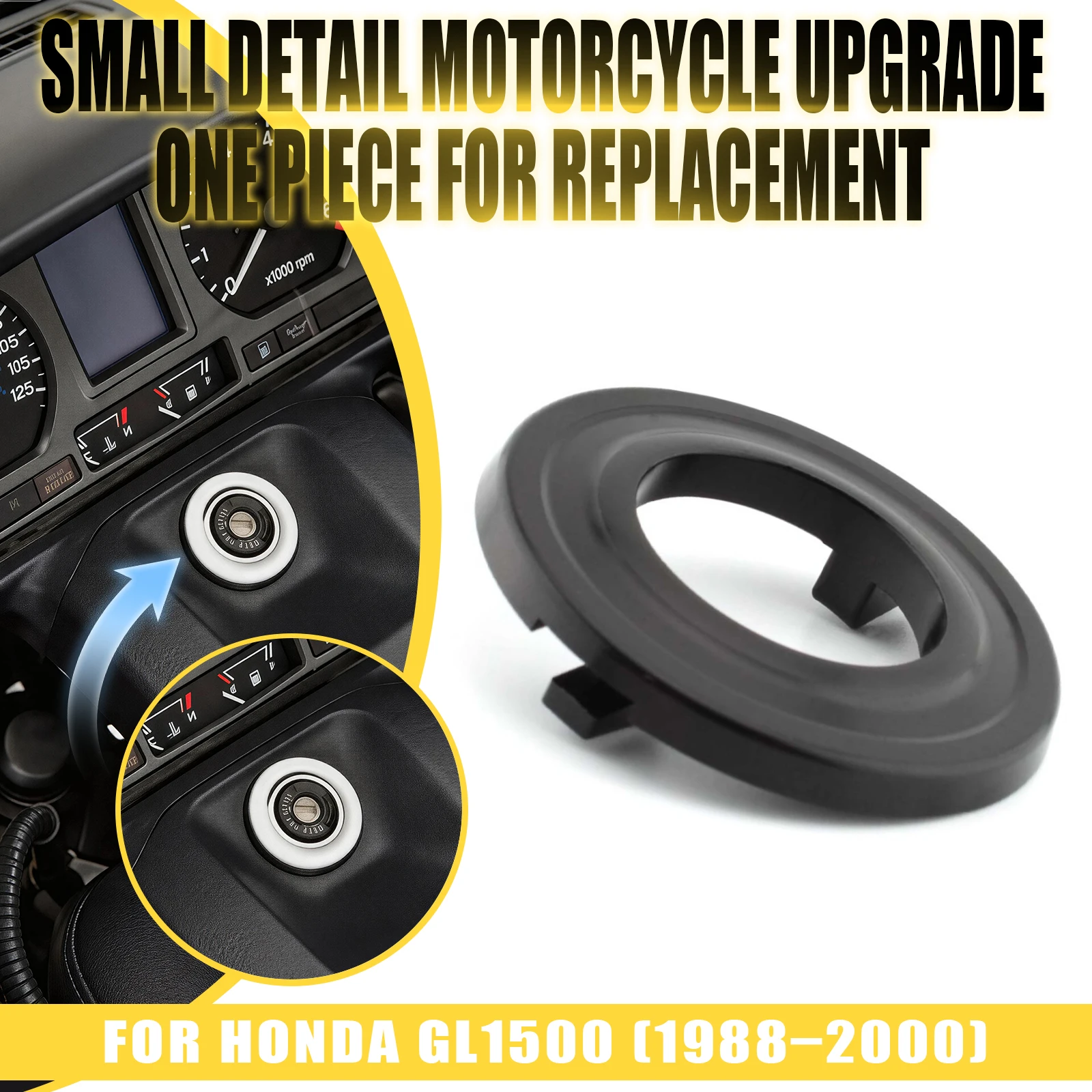 Motorcycle Fairing Ignition Key Switch Panel Trim Grommet Ring Lock Cover Cap For Honda Goldwing GL1500 1988-2000 Chrome Black