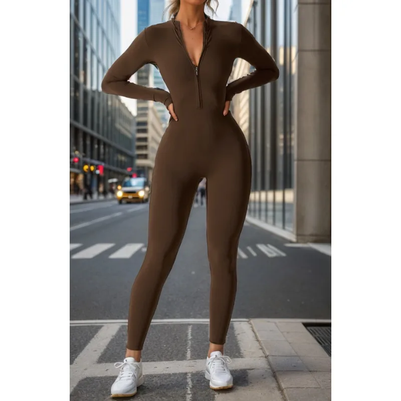 

Yoga Bodysuits Zipper Gym Workout Body Suits Fitness Yoga Suit Quick Dry Long Sleeve Full Suits Sports Jogging Jumpsuit