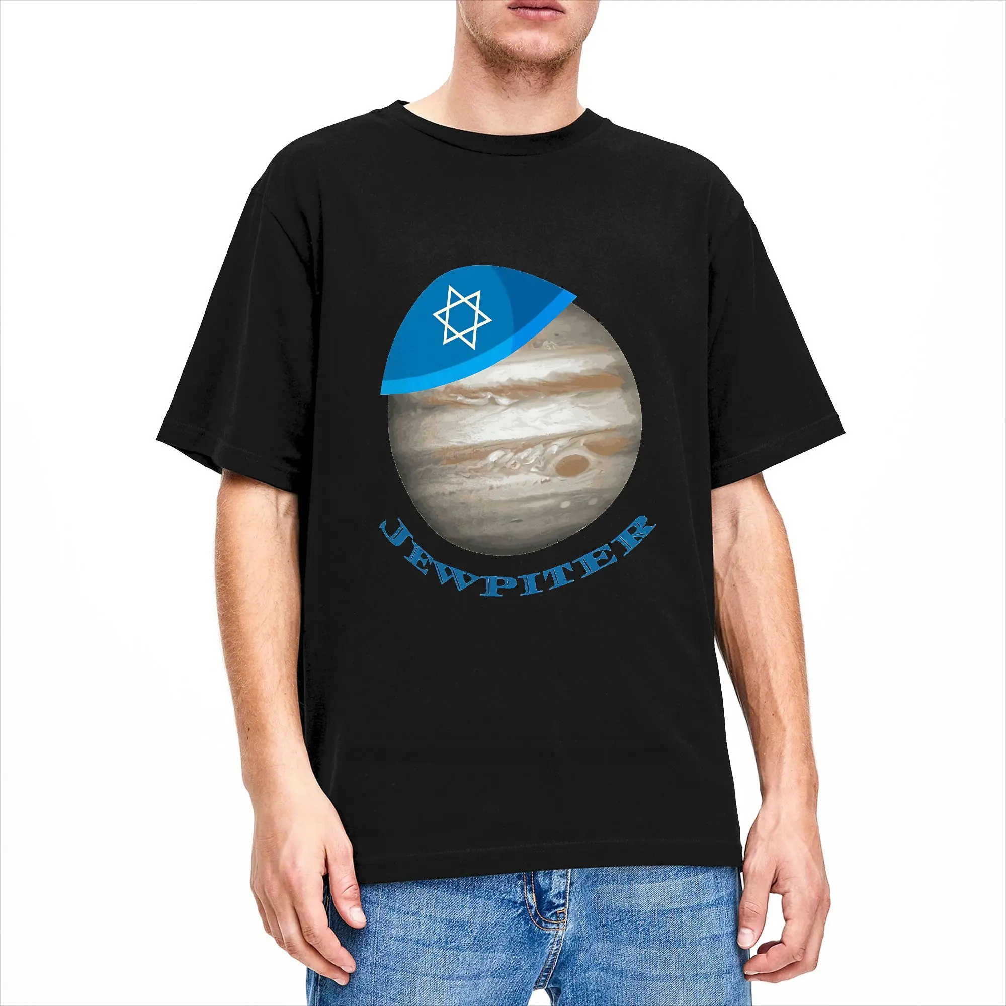 Men T-Shirt Jewpiter  Novelty Cotton Tees Short Sleeve Jewish T Shirt Crewneck Clothing Unique