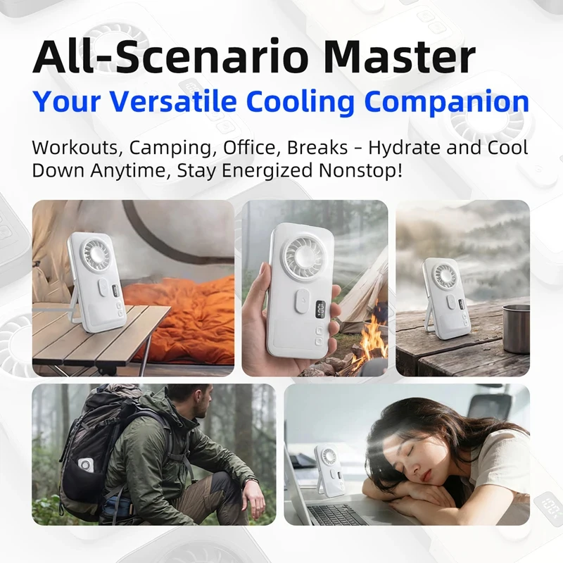 Handheld Misting Fan USB Rechargeable Digital Display Humidifier Mini Portable Outdoor Cooling Ventilador Portátil