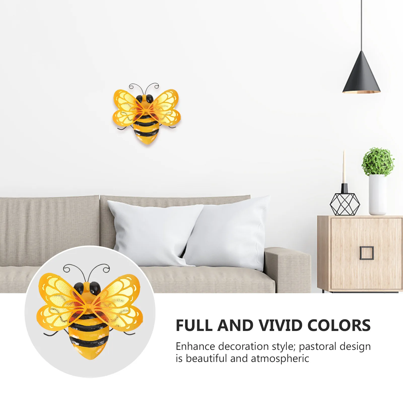 

1Pcs Bee Ornament Iron Craft Garden Decor Adornment Yard Balcony Decoration Bee Adornment