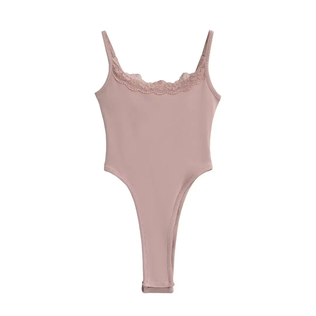 เสื้อชั้นในลูกไม้ Street Sle สำหรับผู้หญิง ทรงเข้ารูป เอวสูง หรือเสื้อท่อนบนแบบเซ็กซี่สำหรับฤดูร้อน ดีไซน์ผ่าข้าง