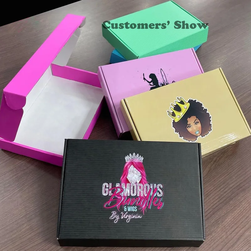 Custom Hair Packaging Box With Logo 20Pcs Colour Fold Paper Box For Bundles Wig/Gift Box For Salon Support Custom Sizes & Brand