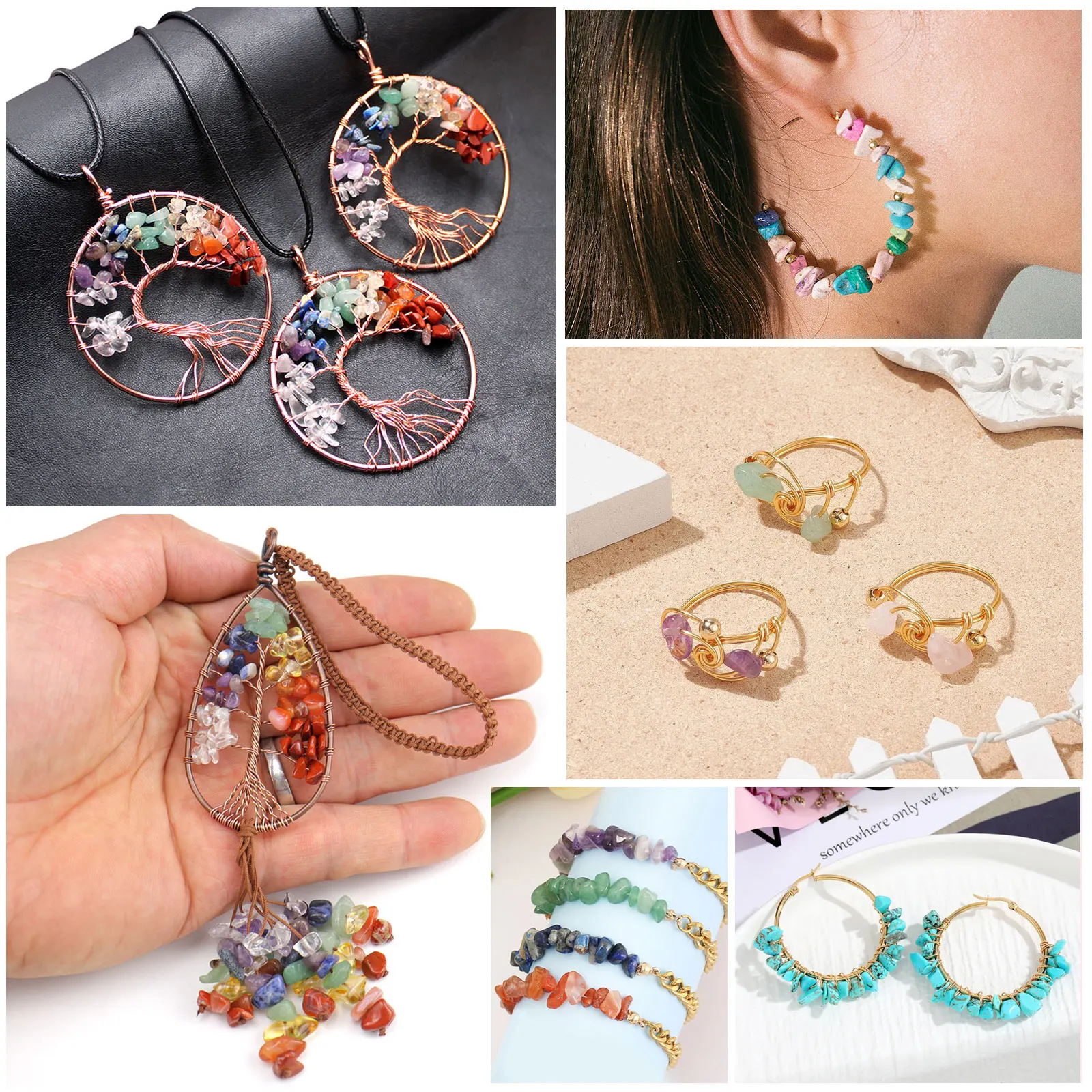 

DIY Accessories Natural Stone Beads Small Rocks with Holes Gemstone Jewelry Making Supplies Loose Irregular Beads