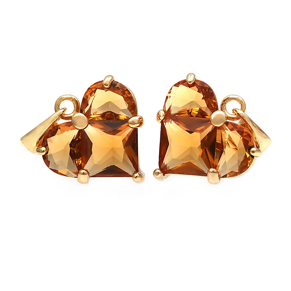 18K Gold Farbe Messing und Zirkon Herz Charms Anhänger Hochwertige Schmuckherstellung Halskette Ohrringe Zubehör für Frauen – Detail 24