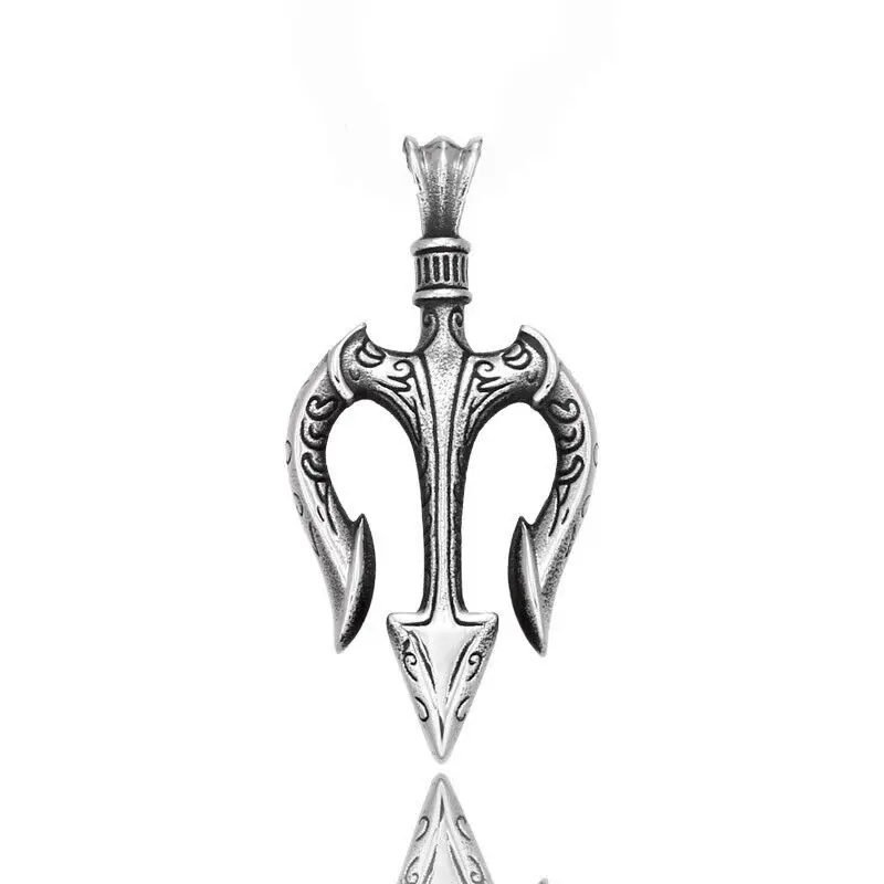 

Men's Vintage Fish Fork Design Stainless Steel Pendant Necklace Chain Fashionable Accessory