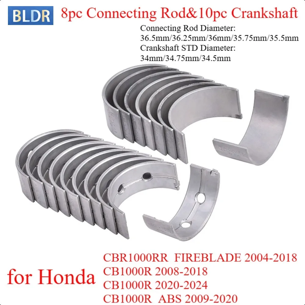 

for Honda CBR1000RR FIREBLADE 2004-2018 CB1000R 2020-2024 CBF1000 ABS 2006-2016 36.5mm Connecting Rod 34mm Crankshaft Bearing