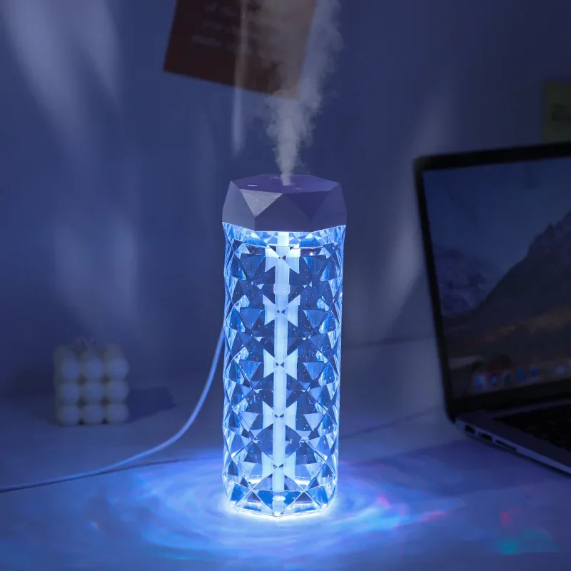 New Crystal Humidifier USB Table Lamp Bedroom Bedside Lamp Desktop Atmosphere Lamp Aromatherapy Machine Spray Water Replenisher