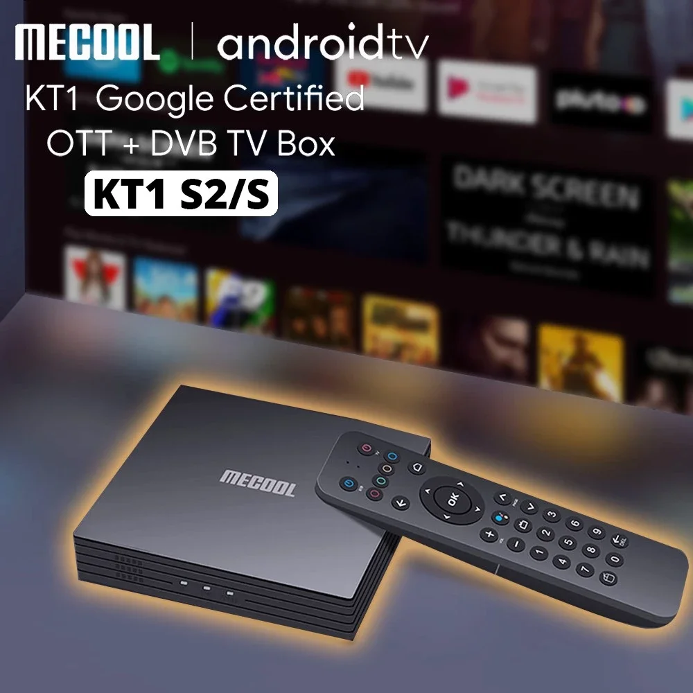 DVB-S2 Mecool KT1 Android TV box 4K Amlogic S905X4 smart set top box 2GB 16GB ROM HDR10+ receiver 2.4G/5G Dual WIFI Media Player