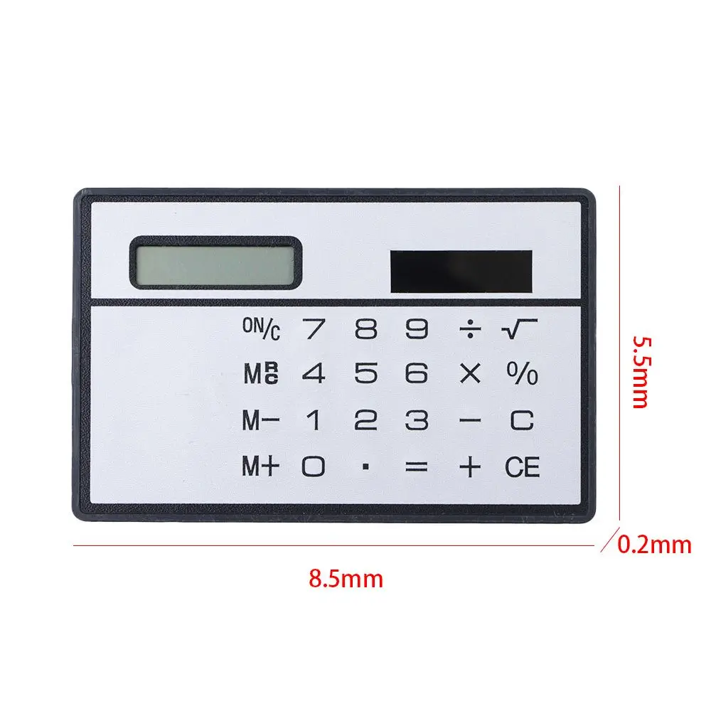 Solar Powered calculadora para Office Electronics, Ultra-fino, calculadora de bolso, Mini calculadora, cartão de crédito