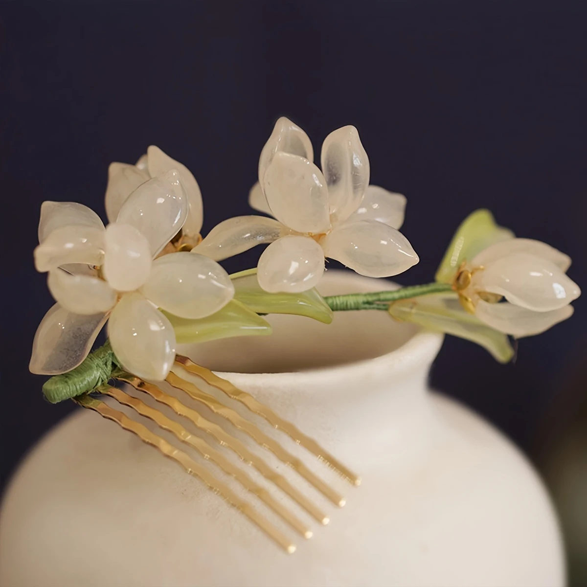 Luxuriöse neue chinesische Stil Jade Orchidee Haarnadel alten Stil Cheongsam Hanfu Haarnadel Party Bankett tägliche Dressing Zubehör – Detail 6