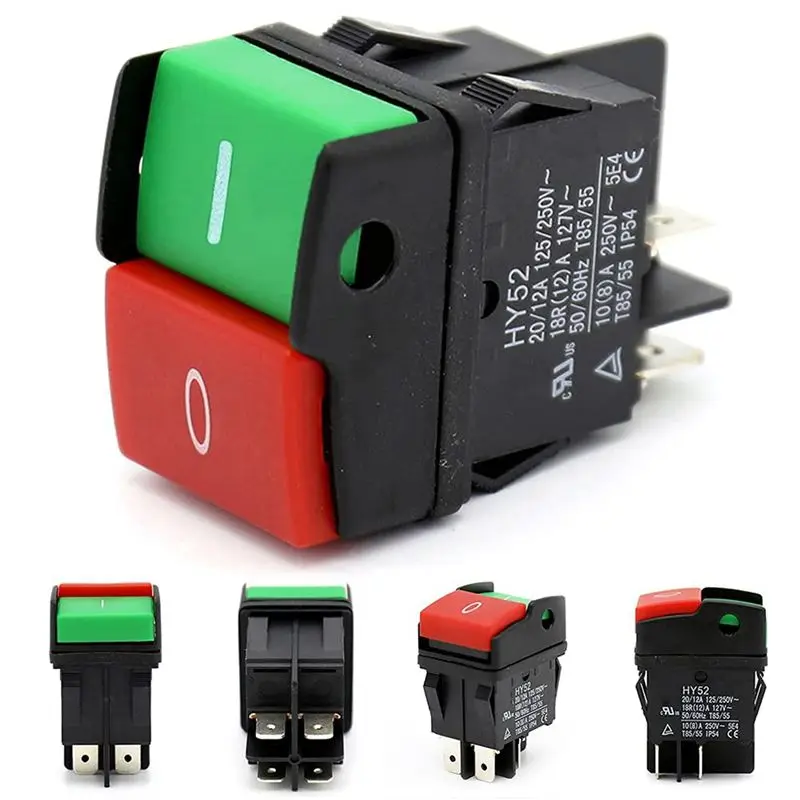 SEWS-2X Industrial Electric Push Button Switches,HY52 Push Button For Mechanical Device Switch 4 Pins With Light 125/250 V