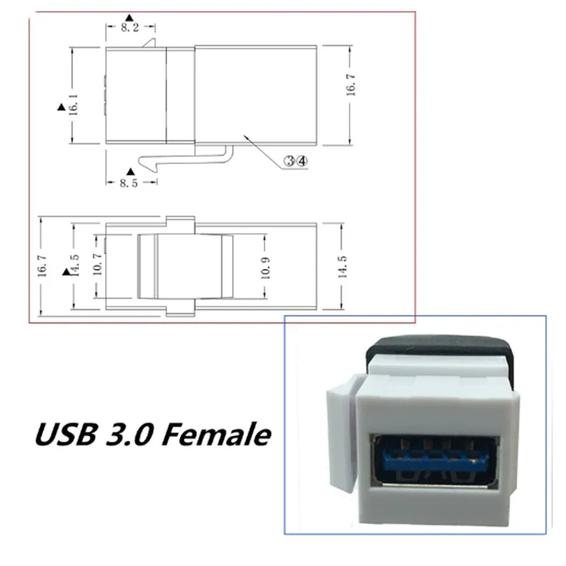 USB 3.0 A Male To Female / Female to Female  Keystone Insert Wall Plate Outlet Panel Adapters  Keystone Jack Inserts Cable