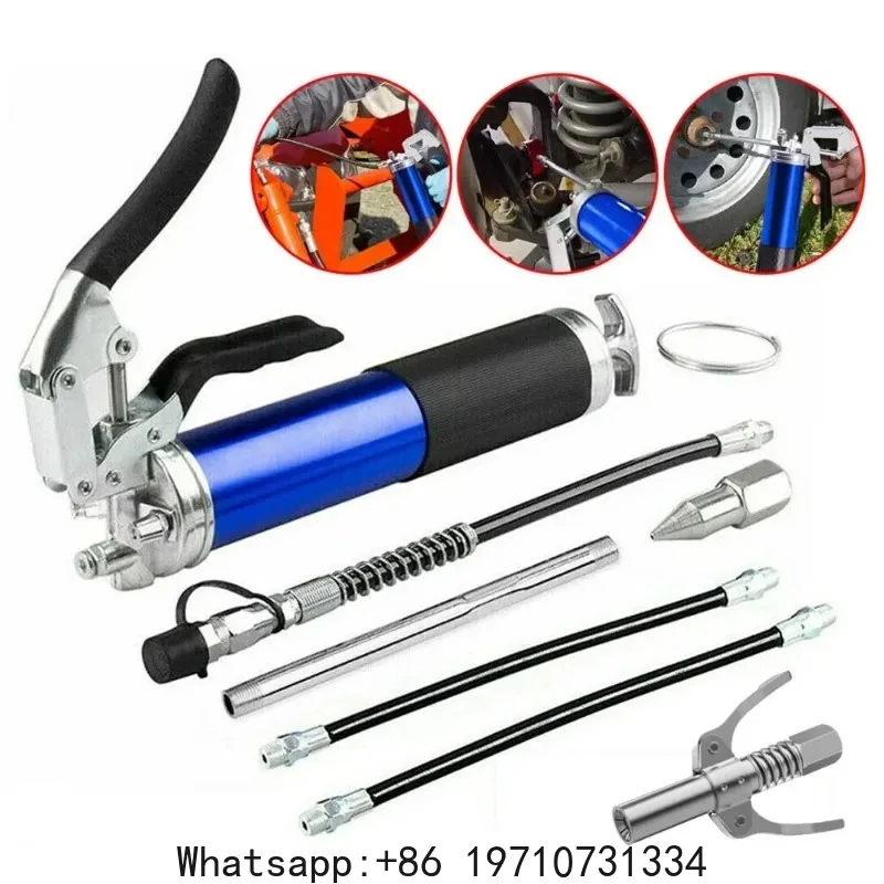 Protable Manual Pistol Grip 7000PSI Oil Grease Gun Kit High-pressure Pumping Coupler 400CC Heavy Duty Greasing Injection Tool