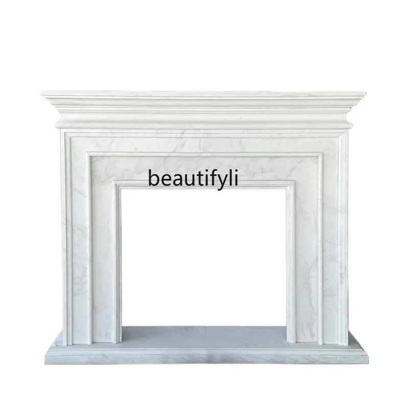 

yh French marble mantel modern simple natural white marble stone decorative stone carving custom cabinet living room decoration