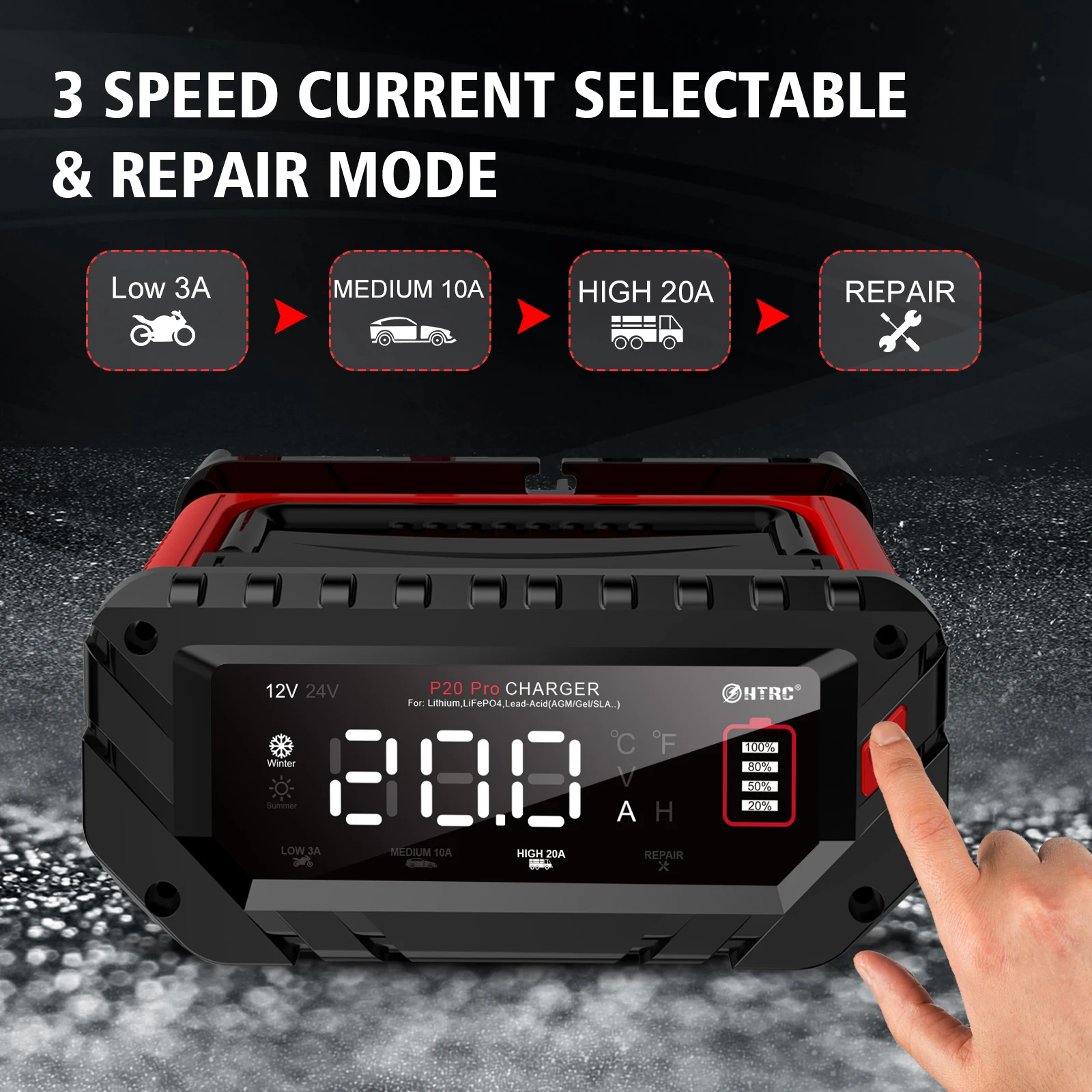 شاحن بطارية ذكي HTRC P20 Pro 2 - مراجعة Smart Car Battery Charger 12V 24V 20A وسعره