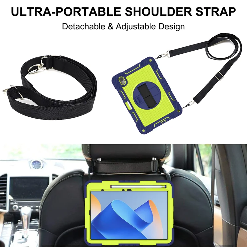 For Huawei MatePad 11 5G 2023 DBY-W00 DBY-W10 Heavy Duty Rugged Tablet Case Rotation Shoulder Strap Stand Shockproof Armor Cover