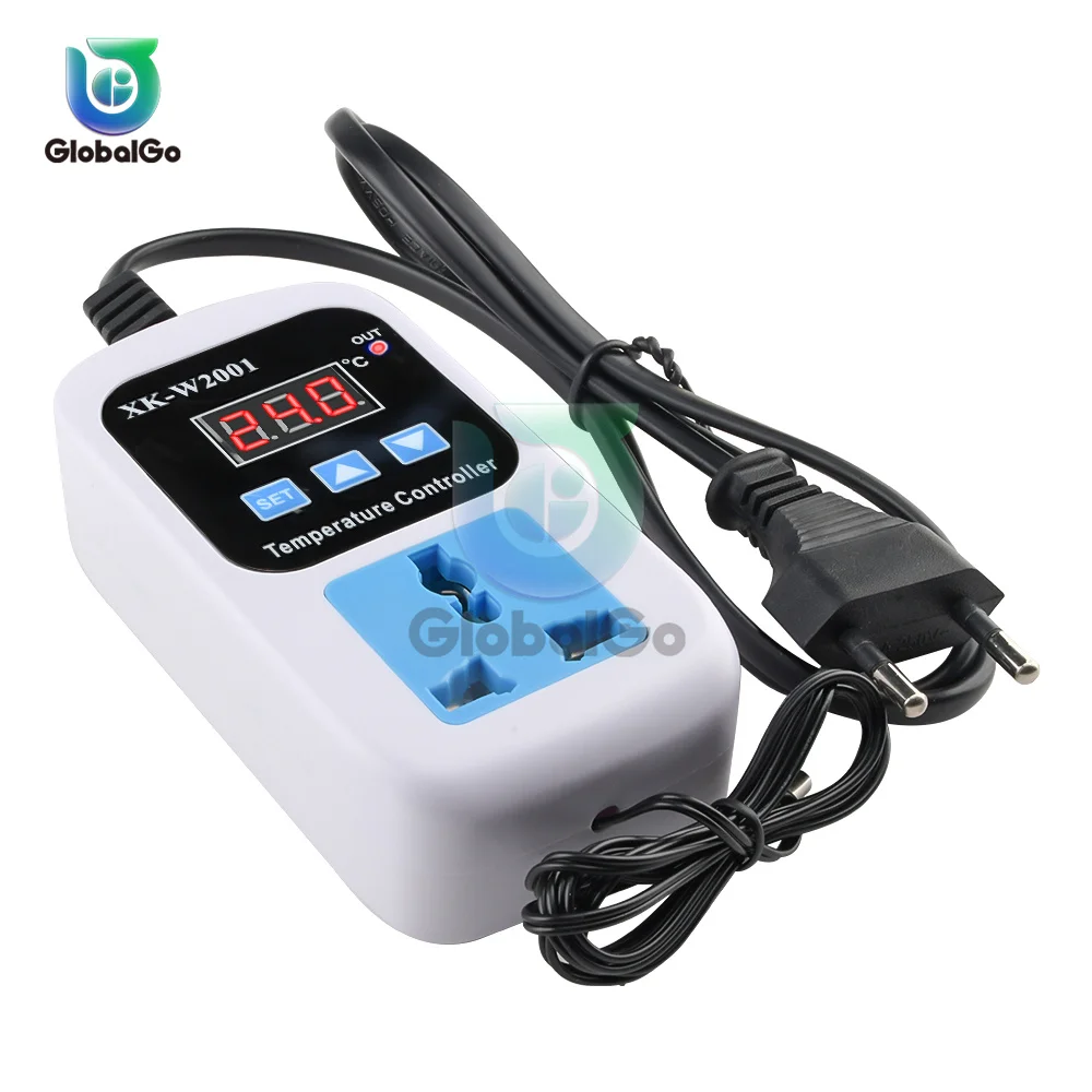 XK-W2001 Digital LED Temperature Controller Thermostat Thermoregulator 220V Incubator Temp Thermostat with Control Switch Probe