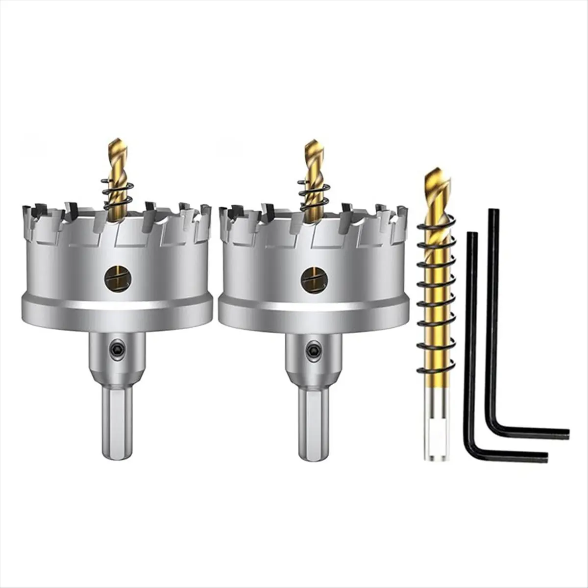 A77K Hole Saw Set for Hard Metal,2-3/8 Inch Tipped Hole Saw Cutter with Titanium Plated Pilot Drill Bit