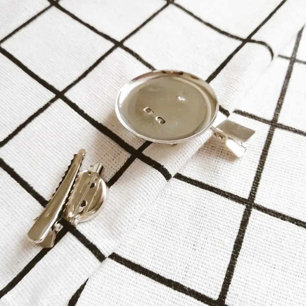 100Pcs Brooch Base Iron Tray Blank Disc Crocodile Clip 2.5cm DIY Breastpin Making Accessories Jewelry Bezels Craft Findings