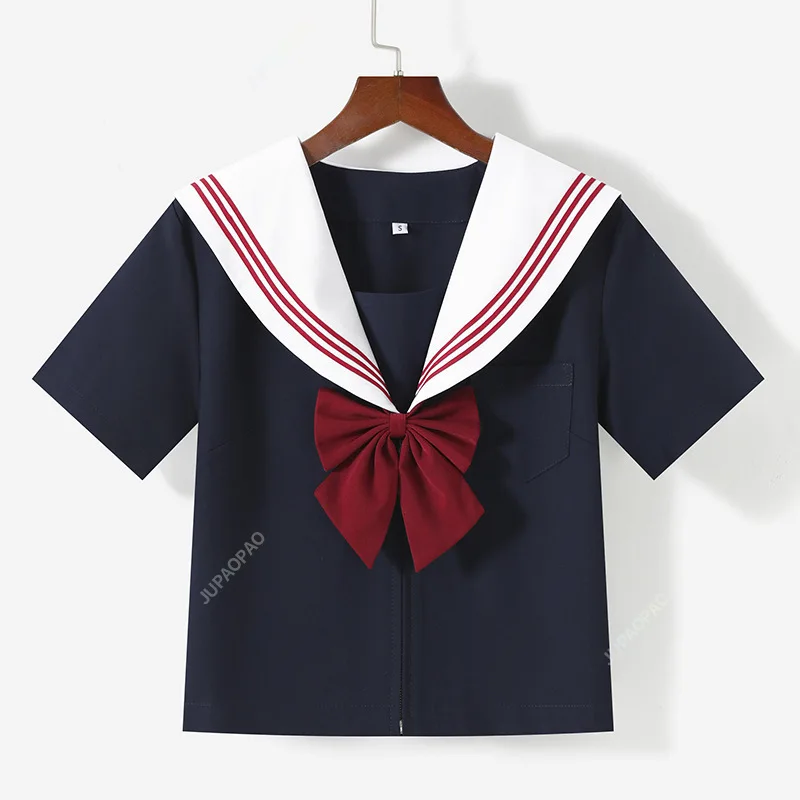 Basic Navy Sailor Suit Japanese School Uniform Schoolgirl Seifuku Student  Anime Cosplay Costume Women Sexy JK Pleated Skirt