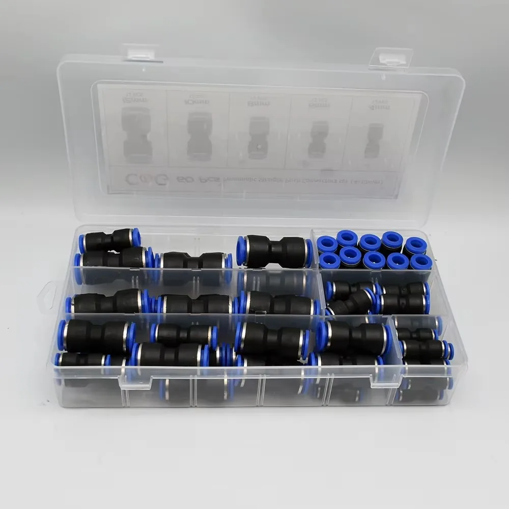 40-80PCS Set Air Straight Pneumatic Fittings PU Hose Pipes Push in Quick Release Connector PU4-12mm Plastic Hose Couplings