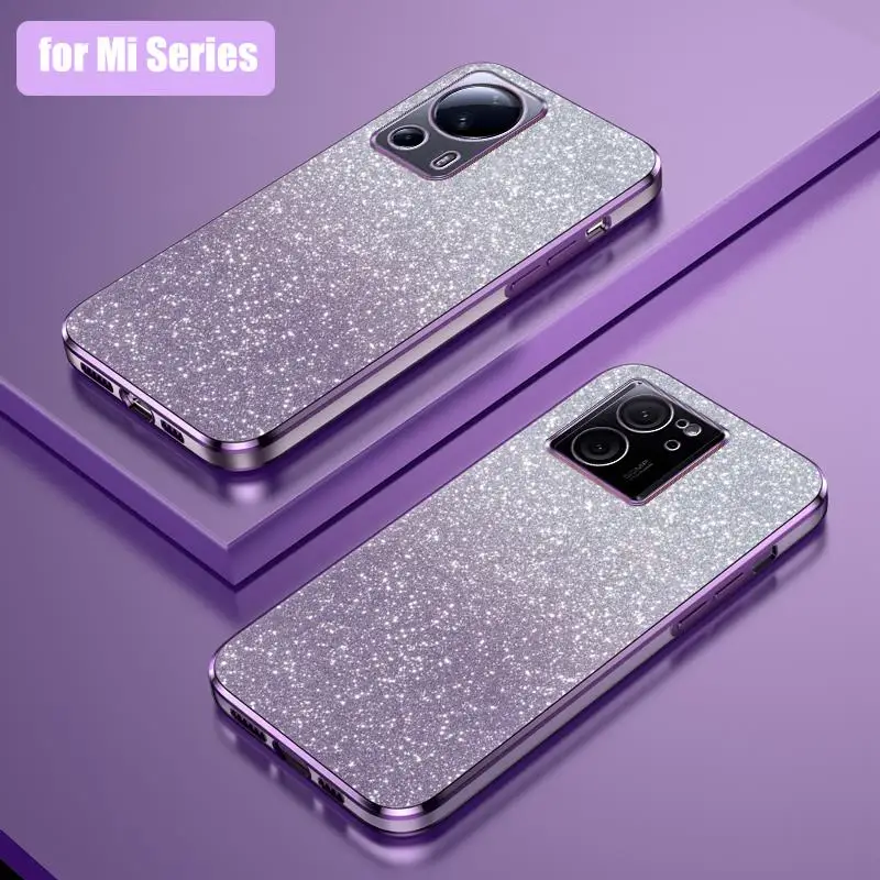 Mi13 13lite 13tpro Luxury Glitter Gradient Plating Case For Xiaomi Mi 13 Lite 13T Pro 5g Women Soft Silicone Back Cover Xiaomi13