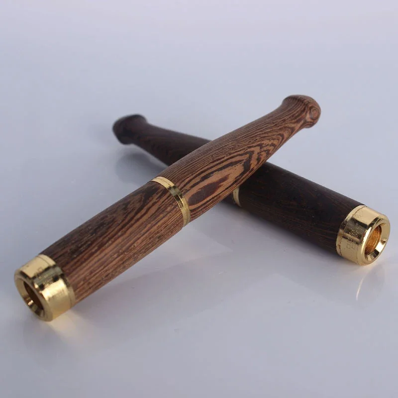 For Sale Natural Wenge Wood Pipes Smoke Double Filter Cigarette Holder  Patterns Smoking Pipe Accessories Tobacco Pipe