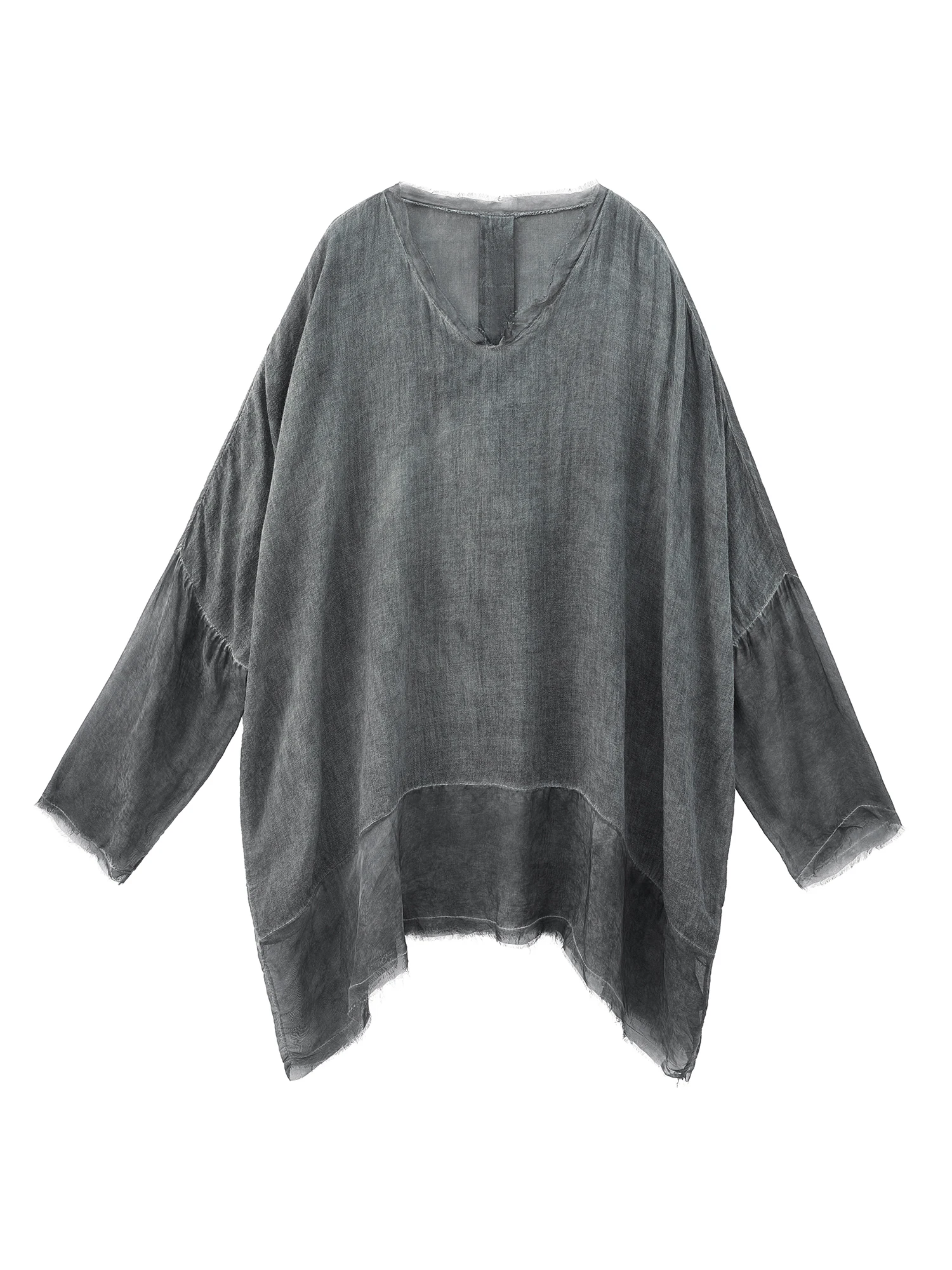 

Женский топ свободного кроя с V-образным вырезом из шелковой шерсти Artistic Wanderer, модель Cicada Wing, с длинными рукавами, для повседневной носки