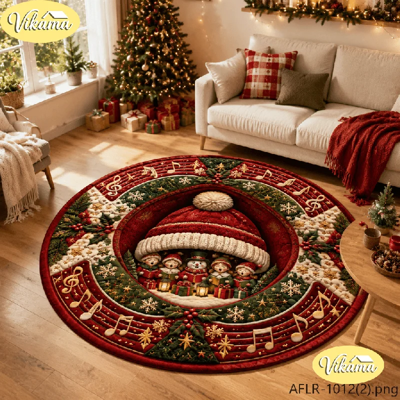 VIKAMA Fall Round Rug Gnome Pumpkin Print Circular Mat Non Slip For Living Room Bedroom Dining Room Holiday Home Decor