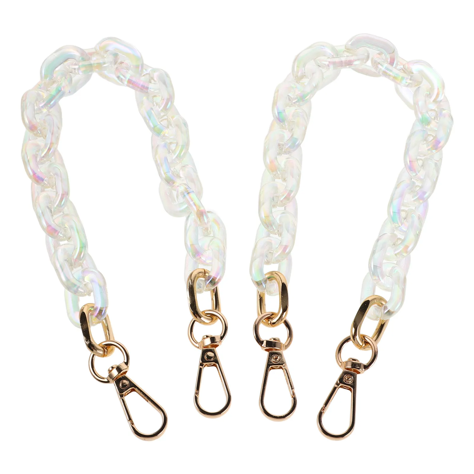 2Pcs Acrylic Purse Chain Strap Iridescent Shimmer Lightweight Strong Bag Chains for Handbags Crossbody Shoulder Pants Phone Case