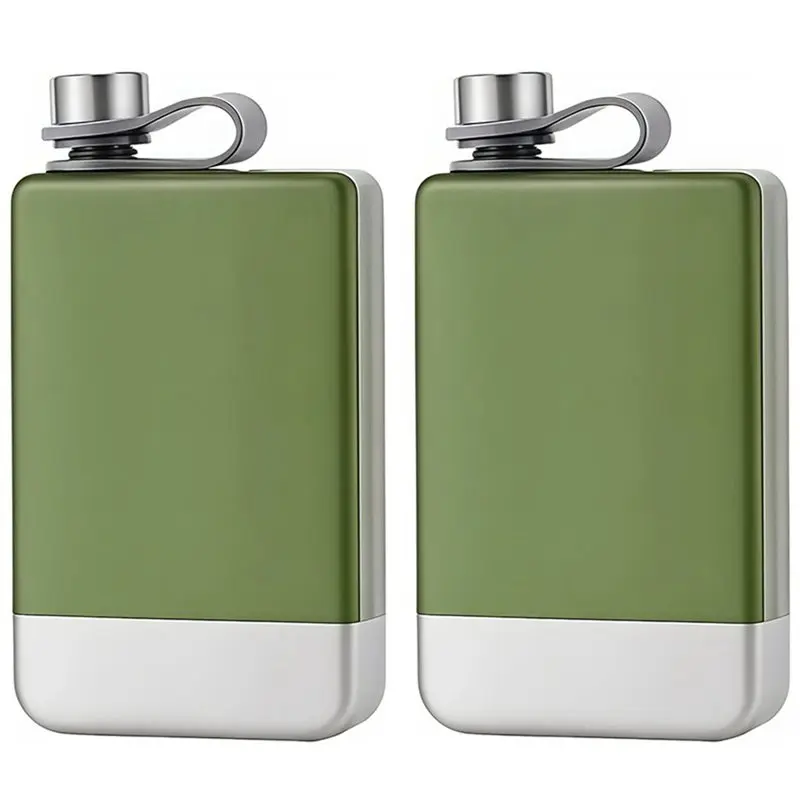 BAAG-Pocket Hip Flask Drink 9Oz Stainless Steel Whiskey Flasks Russian Painted Wine Bottle Liquor Pot For Gift Green