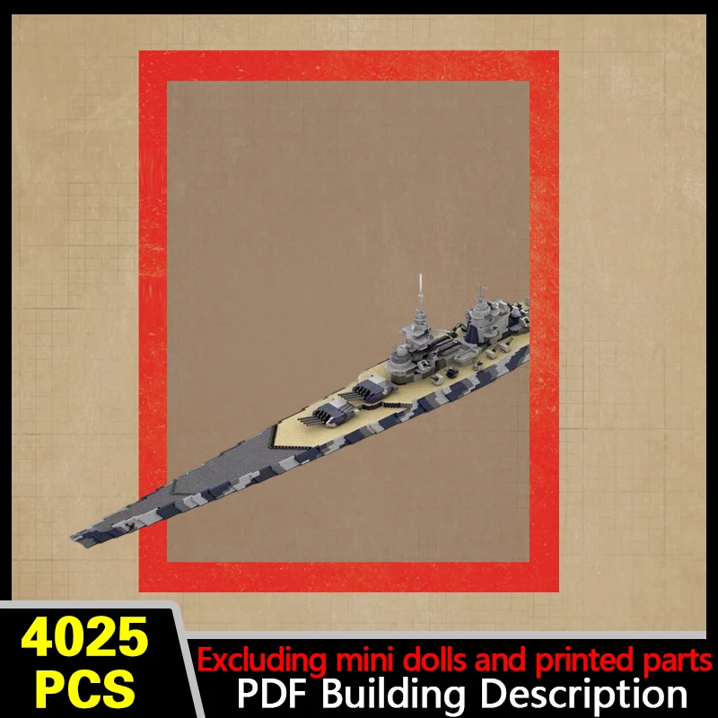 Military Battleship Model MOC Building Bricks War Equipment Modular Technology Gifts Holiday Assemble Toys Suit Display