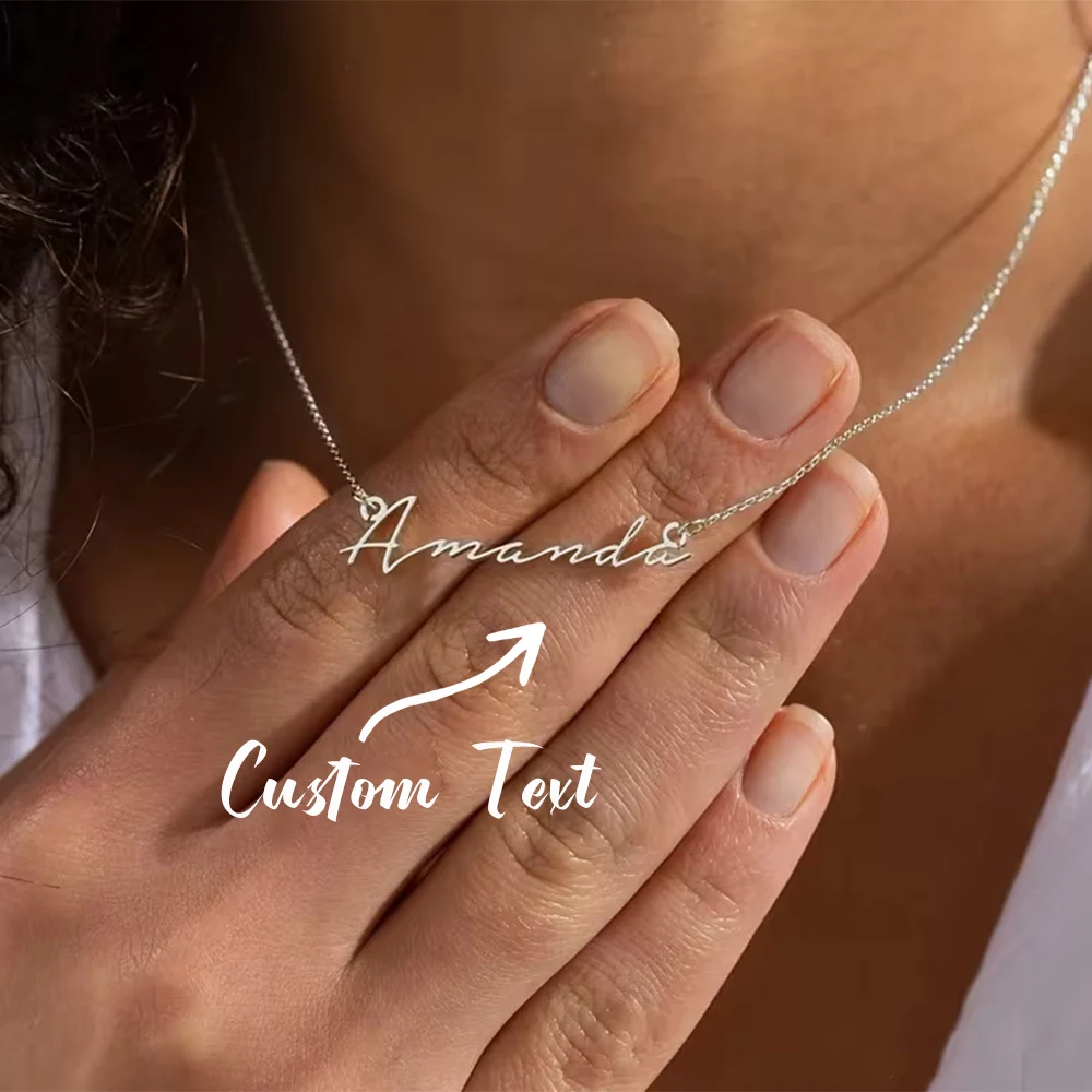 Collier personnalisé avec nom, bijoux pour anniversaire et mariage, pendentif en lettres cursives personnalisées, acier inoxydable, cadeau délicat pour femmes, mère