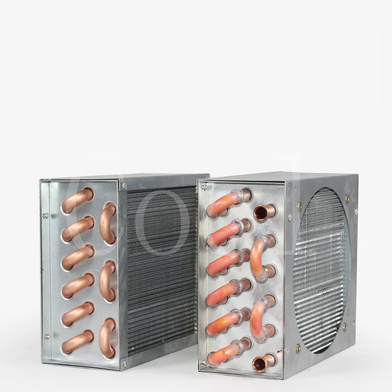 Refrigerador de aire acondicionado pequeño con carcasa, tubo de cobre, condensador de aleta de aluminio con ventilador de refrigeración 2*5*120