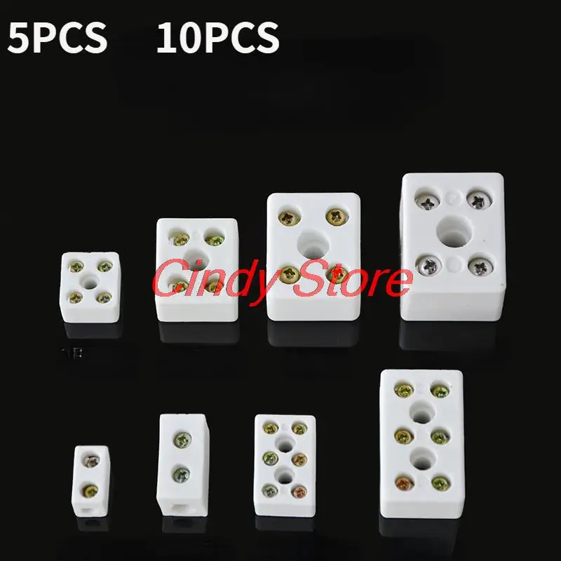 High Temperature Resistant Ceramic Wiring Terminal Block 2/5/8/10 Holes Porcelain Electric Wire Connector Electrical Equipment