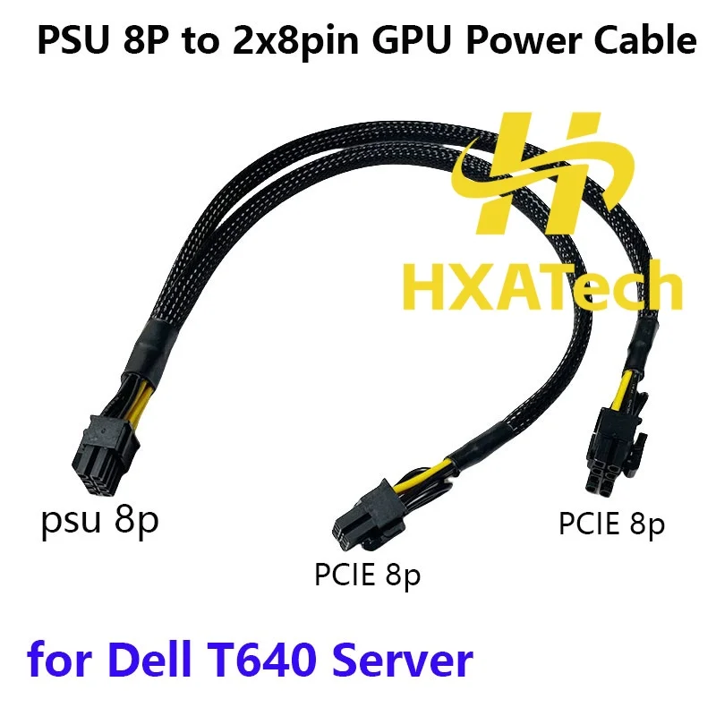 HXATech - Riser Card GPU 8pin to 2x8pin PCIE Video Graphics Card Power Cable For T630 T640 and 3060 2080 A100 V100 GPU Cable