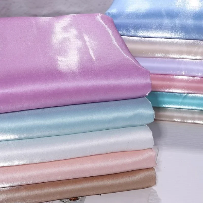 Clothing Fabric Crystal Silk Satin Polyester Material Flash Crisp Cloth Dress Windbreaker Coat Stage Design Fabric Per Meter