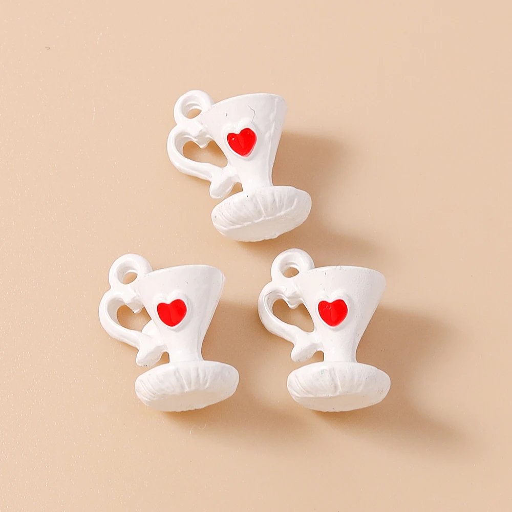 Leslie 10 Stück/Set Emaille Bier-Wein-Glas Kaffee-Anhänger für Halsketten, Ohrringe, Niedliche Charms, Schmuckherstellungszubehör – Detail 18