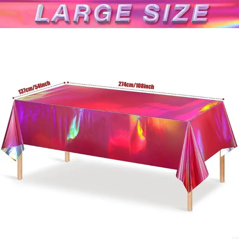 B2RF قوس قزح قوس قزح العاكس يمكن التخلص من الجدول القابل للتصرف بحجم كبير 137x274cm فيلم الألومنيوم متين لزفاف أعياد الميلاد