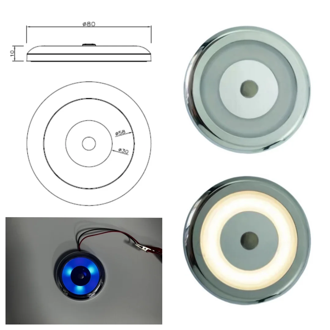 โคมไฟเพดานโดม LED RV พร้อมสวิตช์หรี่แสงได้โคมไฟติดพื้นผิว RV 12โวลต์ DC RV สำหรับรถเทรลเลอร์เดินทางสำหรับ RV motorhome Camper