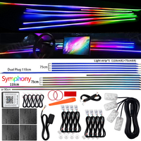 6/10/14/18 in 1 Car Ambient Light LED RGB Symphony Streamer 64 Color Acrylic Strips Interior Atmosphere Lamp Kit Control By App