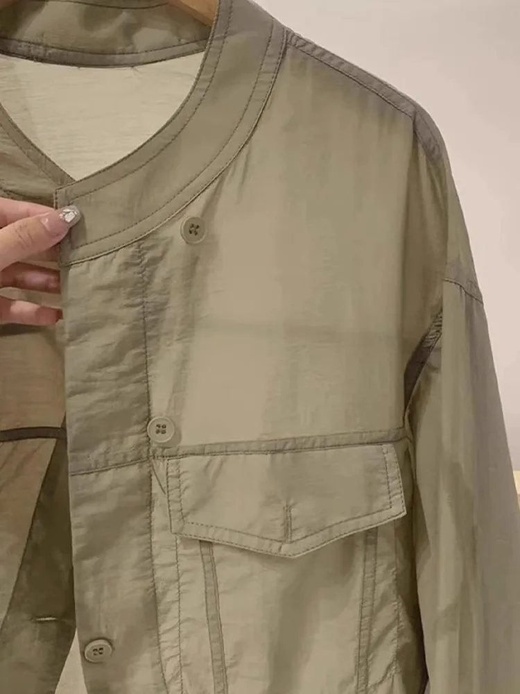 Stylowa, codzienna, długa bluzka damska w jednolitym kolorze, chroniąca przed słońcem, luźny krój, uniwersalna, wygodna, idealna do dojazdów do pracy, chroniąca przed wiatrem.