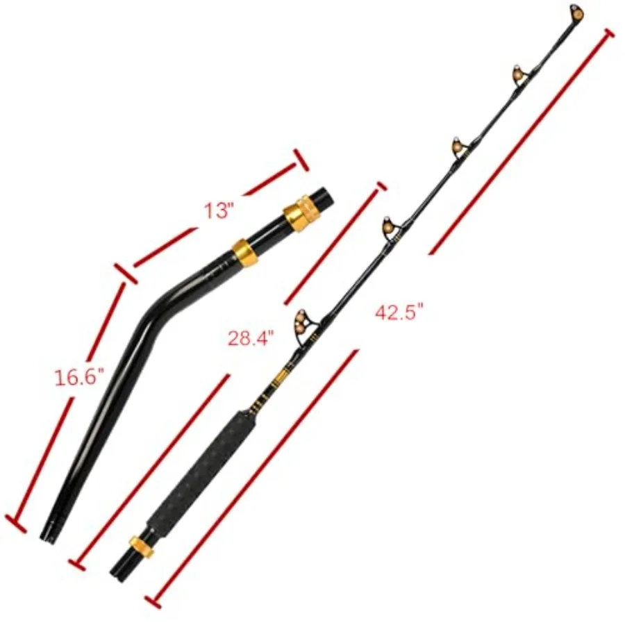 عازمة بعقب الصيد رود 2 قطعة المياه المالحة البحرية التصيد قضيب لعبة كبيرة الصيد الثقيلة التقليدية قارب الصيد P #6