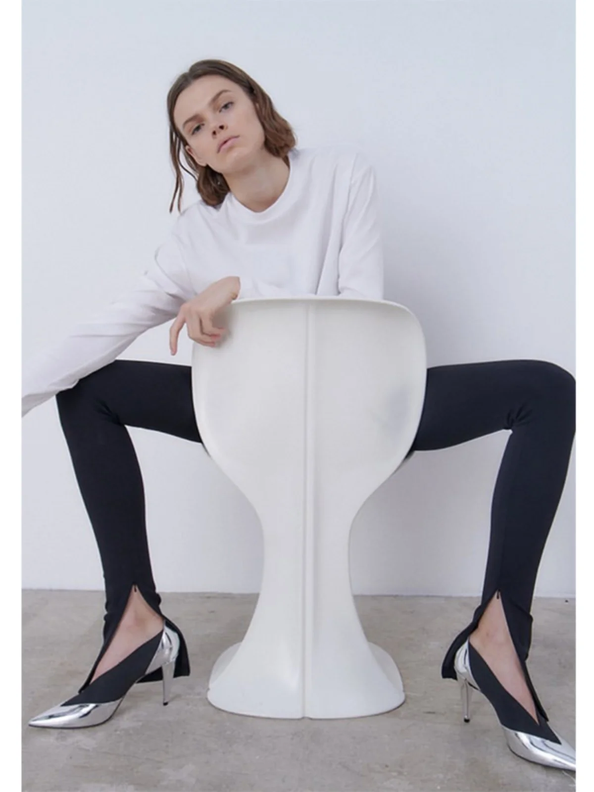 

Брюки с боковой молнией и разрезом по низу, облегающие, с высокой талией, базовый слой, повседневные, на молнии, женские, модные