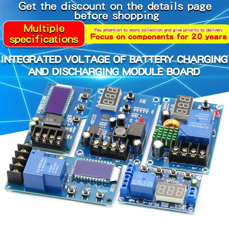 1PCS Battery Charge/Discharge Module Integrated Voltmeter Undervoltage/Overvoltage Protection Timing Charge