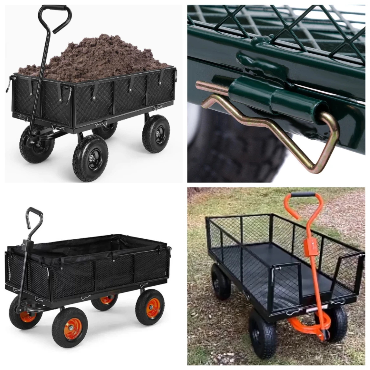 Heavy Duty Folding Garden Cart with Fabric Cover - 500/900/1200 Lbs Capacity Utility Wagon for Garden Pros
