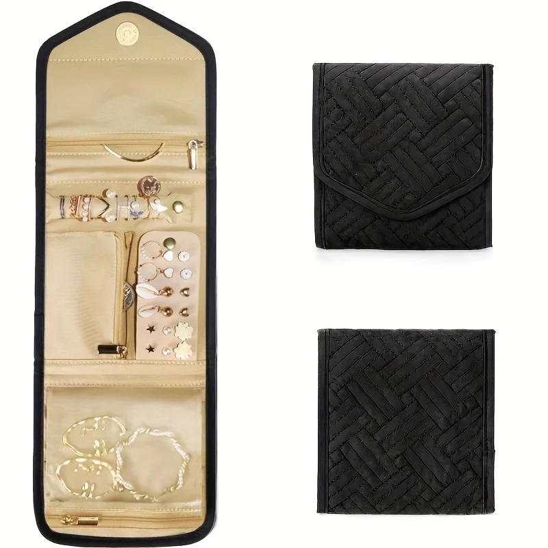 Foldable Jewelry Roll Bag for Travel and Storage
