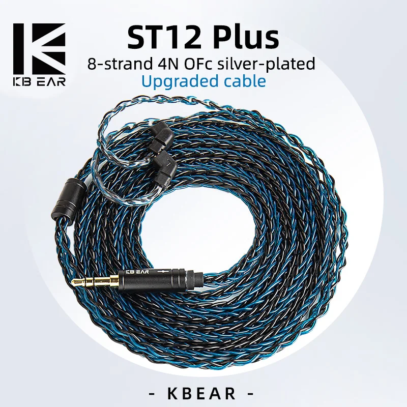 KBEAR ST12plus 2m 8 core HiFi Earphone 4N OFC silver-plated Upgraded Cable 3.5/4.4mm MMCX/0.78mm 2Pin for Lark Rosefinch KS1